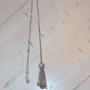 Chic Silver Tassel Necklace